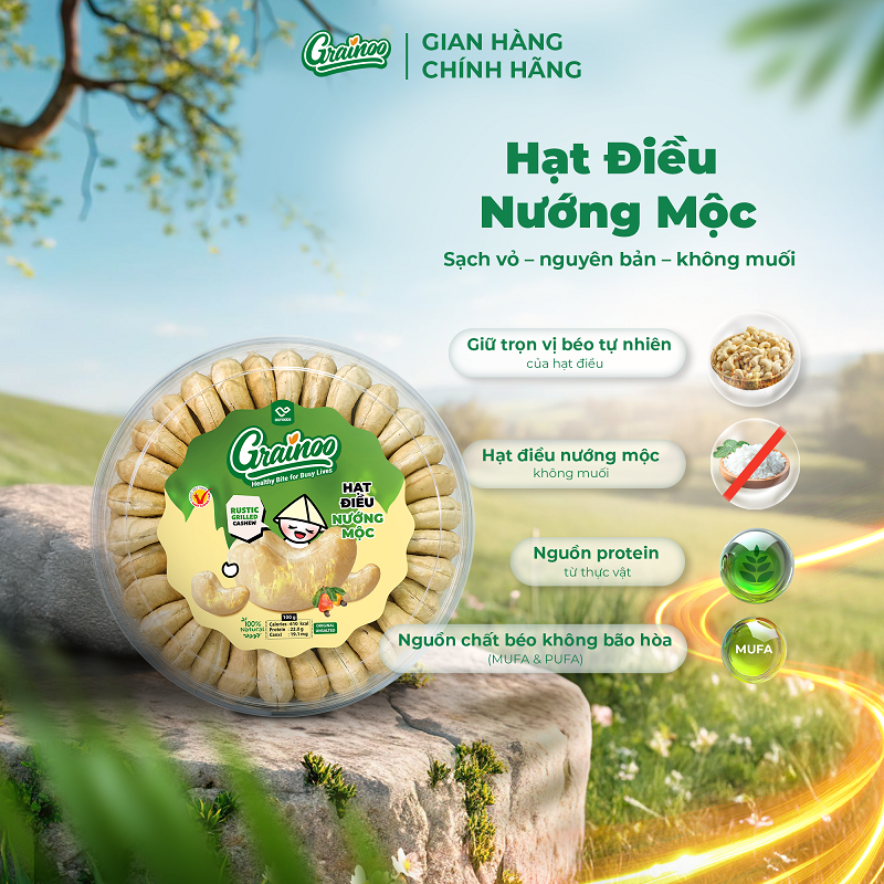 Hạt điều nướng mộc xếp hoa 300g